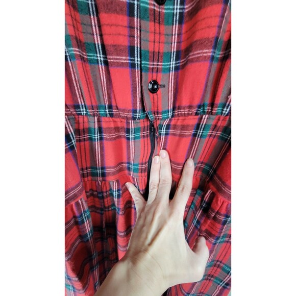Vintage Lanz Originals Red Plaid Dress Size 12 – Made in USA - Picture 5 of 8